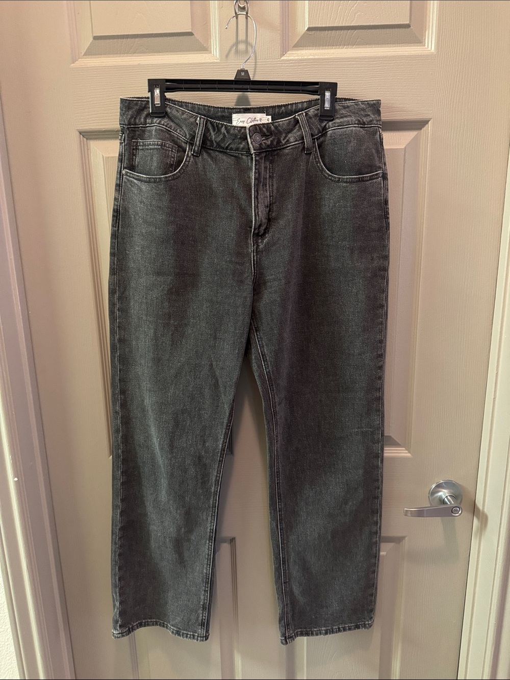 Easy Clothes Black Washed High-Rise Straight Jeans